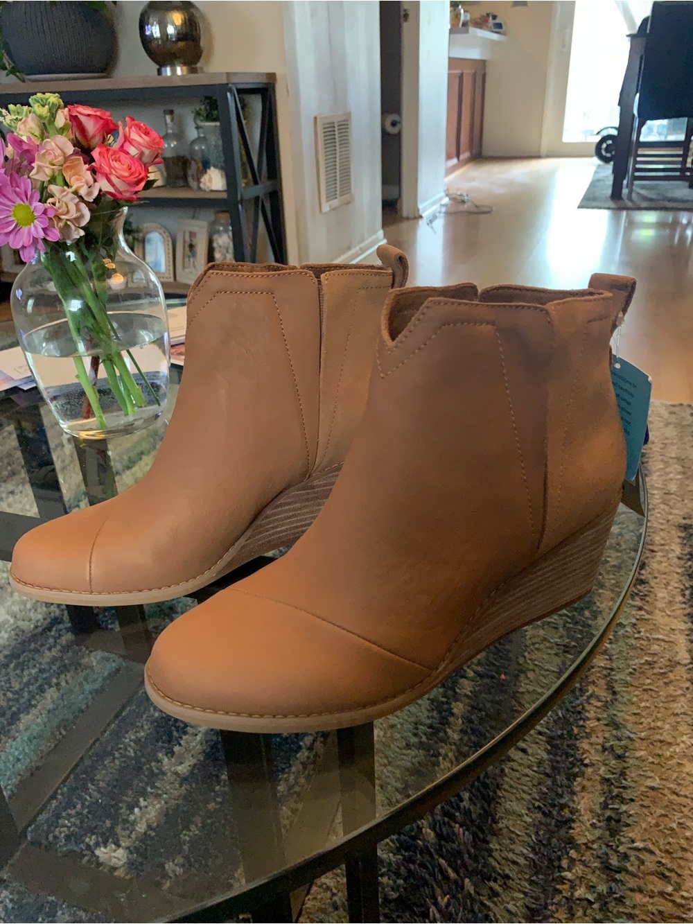 Tan Women's Wedge Ankle Boots - Sleek Everyday Style